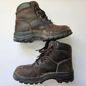 Skechers Womens 7 Workshire- Peril Dark Brown steel toe work boots grunge moto
